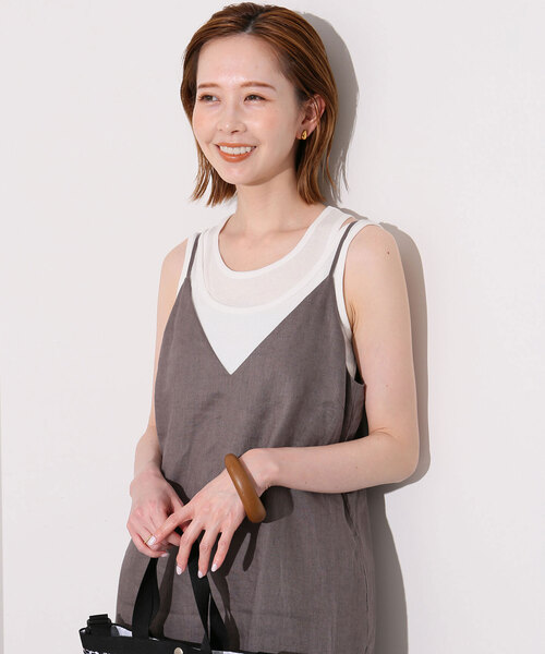 SLOBE IENA(スローブイエナ)の「le/ル LAYERED SLEEVELESS TOP J-LE24S-TP04(タンクトップ・レディース・ネイビー/サックスブルー/ホワイト・FREE)」の7枚目の写真