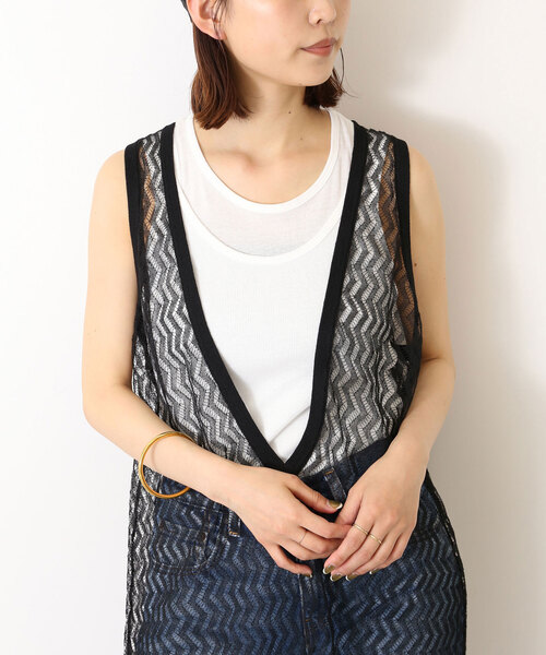 SLOBE IENA(スローブイエナ)の「le/ル LAYERED SLEEVELESS TOP J-LE24S-TP04(タンクトップ・レディース・ネイビー/サックスブルー/ホワイト・FREE)」の14枚目の写真