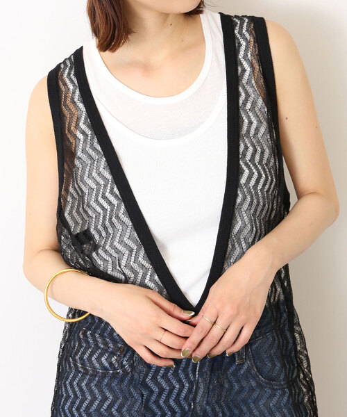SLOBE IENA(スローブイエナ)の「le/ル LAYERED SLEEVELESS TOP J-LE24S-TP04(タンクトップ・レディース・ネイビー/サックスブルー/ホワイト・FREE)」の15枚目の写真