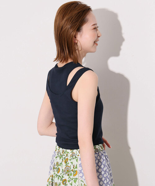 SLOBE IENA(スローブイエナ)の「le/ル LAYERED SLEEVELESS TOP J-LE24S-TP04(タンクトップ・レディース・ネイビー/サックスブルー/ホワイト・FREE)」の20枚目の写真