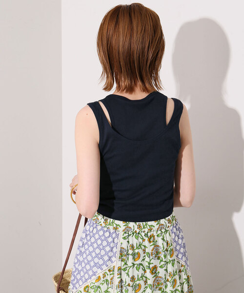 SLOBE IENA(スローブイエナ)の「le/ル LAYERED SLEEVELESS TOP J-LE24S-TP04(タンクトップ・レディース・ネイビー/サックスブルー/ホワイト・FREE)」の21枚目の写真