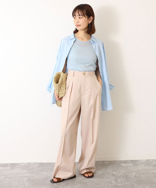 SLOBE IENA(スローブイエナ)の「le/ル LAYERED SLEEVELESS TOP J-LE24S-TP04(タンクトップ・レディース・ネイビー/サックスブルー/ホワイト・FREE)」の22枚目の写真
