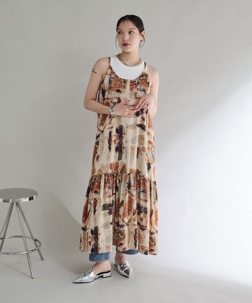 Shelly island（シェリーアイランド）の「アートロング柄キャミワンピース（ワンピース・レディース・ブルー/オレンジ・FREE）」の16枚目の写真