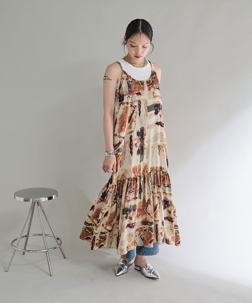 Shelly island（シェリーアイランド）の「アートロング柄キャミワンピース（ワンピース・レディース・ブルー/オレンジ・FREE）」の17枚目の写真