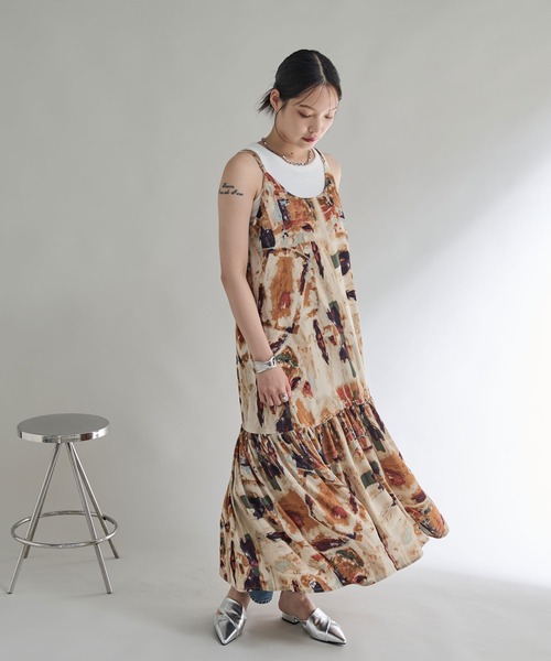 Shelly island（シェリーアイランド）の「アートロング柄キャミワンピース（ワンピース・レディース・ブルー/オレンジ・FREE）」の19枚目の写真