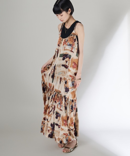 Shelly island（シェリーアイランド）の「アートロング柄キャミワンピース（ワンピース・レディース・ブルー/オレンジ・FREE）」の7枚目の写真