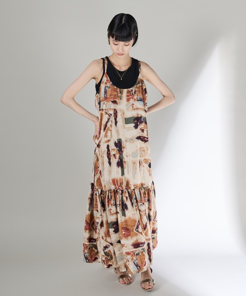 Shelly island（シェリーアイランド）の「アートロング柄キャミワンピース（ワンピース・レディース・ブルー/オレンジ・FREE）」の11枚目の写真