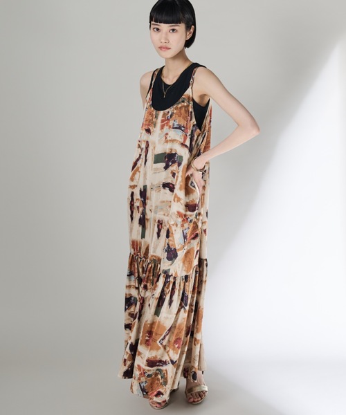 Shelly island（シェリーアイランド）の「アートロング柄キャミワンピース（ワンピース・レディース・ブルー/オレンジ・FREE）」の10枚目の写真