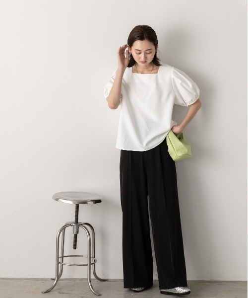 ad thie(アドティエ)の「パフスリーブ 半袖ブラウス(シャツ/ブラウス・レディース・ブルー/オフホワイト/ブラック・FREE)」の18枚目の写真