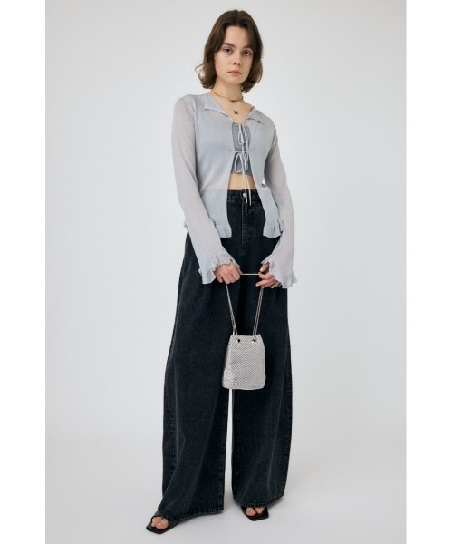 MOUSSY(マウジー)の「OPEN NECK SHEER カーディガン(カーディガン/ボレロ・レディース・オレンジ/ライトグレー/ブラック/ライトブルー・FREE)」の9枚目の写真