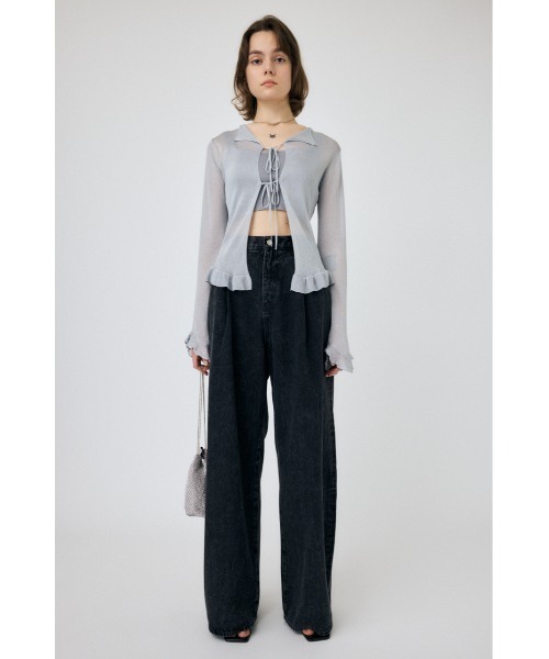 MOUSSY(マウジー)の「OPEN NECK SHEER カーディガン(カーディガン/ボレロ・レディース・オレンジ/ライトグレー/ブラック/ライトブルー・FREE)」の11枚目の写真