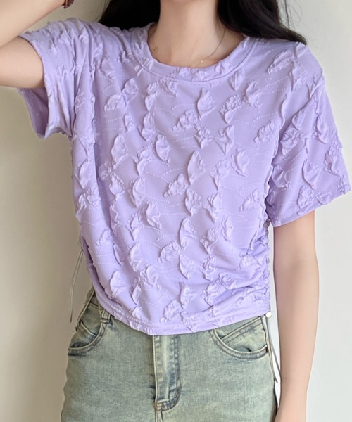 Achic(アシック)の「クシュクシュトップス(Tシャツ/カットソー・レディース・ベージュ/パープル/ホワイト/ブラック・M)」の4枚目の写真