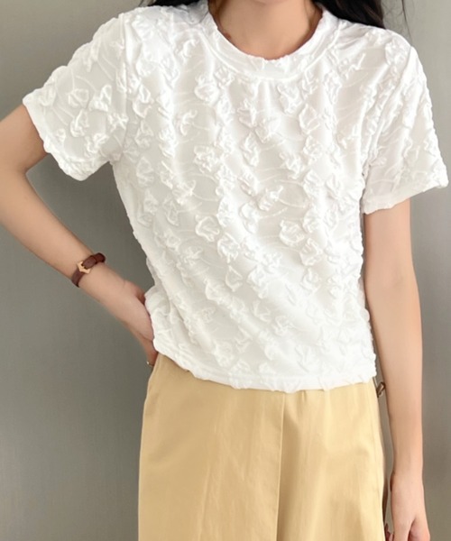 Achic(アシック)の「クシュクシュトップス(Tシャツ/カットソー・レディース・ベージュ/パープル/ホワイト/ブラック・M)」の2枚目の写真