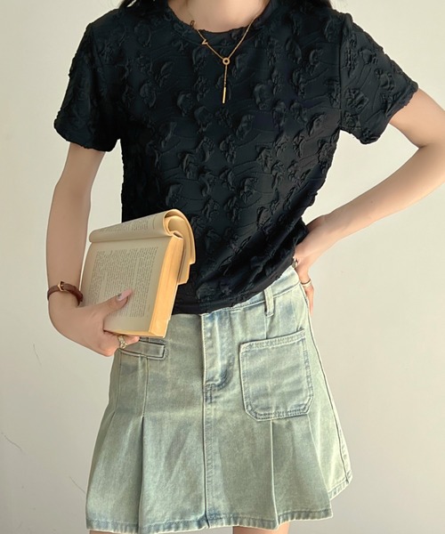 Achic(アシック)の「クシュクシュトップス(Tシャツ/カットソー・レディース・ベージュ/パープル/ホワイト/ブラック・M)」の13枚目の写真