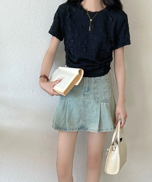 Achic(アシック)の「クシュクシュトップス(Tシャツ/カットソー・レディース・ベージュ/パープル/ホワイト/ブラック・M)」の12枚目の写真