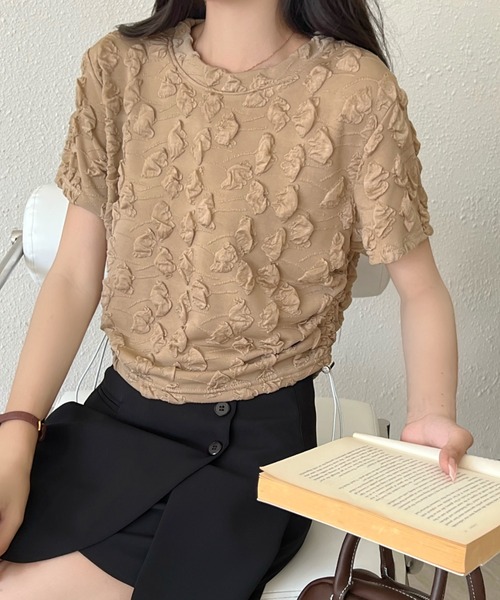 Achic(アシック)の「クシュクシュトップス(Tシャツ/カットソー・レディース・ベージュ/パープル/ホワイト/ブラック・M)」の11枚目の写真