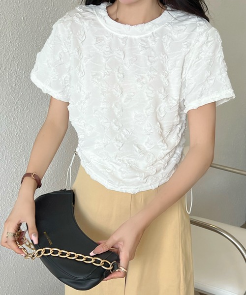 Achic(アシック)の「クシュクシュトップス(Tシャツ/カットソー・レディース・ベージュ/パープル/ホワイト/ブラック・M)」の10枚目の写真