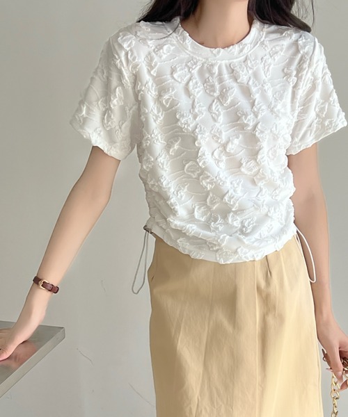 Achic(アシック)の「クシュクシュトップス(Tシャツ/カットソー・レディース・ベージュ/パープル/ホワイト/ブラック・M)」の7枚目の写真