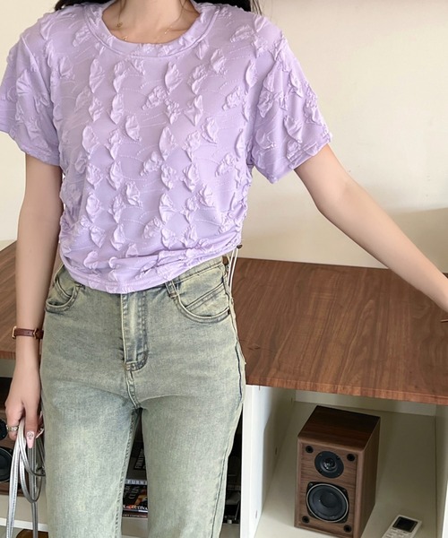 Achic(アシック)の「クシュクシュトップス(Tシャツ/カットソー・レディース・ベージュ/パープル/ホワイト/ブラック・M)」の5枚目の写真