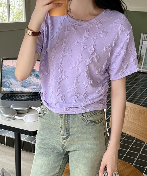 Achic(アシック)の「クシュクシュトップス(Tシャツ/カットソー・レディース・ベージュ/パープル/ホワイト/ブラック・M)」の17枚目の写真