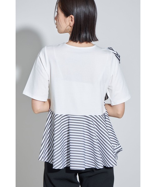 &. NOSTALGIA(アンドドットノスタルジア)の「ボーダーラッフルトップス(Tシャツ/カットソー・レディース・ブラック/オフホワイト・M)」の7枚目の写真