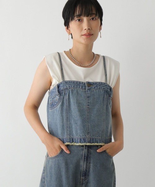 LEPSIM(レプシィム)の「ベルト付きデニムビスチェ 131530(ベスト・レディース・チャコールグレー/ブルー/ケミカルウォッシュ・FREE)」の15枚目の写真