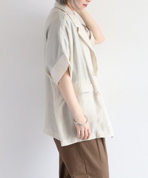 cepo(セポ)の「シアーテーラードジャケット(テーラードジャケット・レディース・ブラック/チャコール/オフホワイト・M)」の15枚目の写真