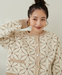 【WEB限定】モールヤーンお花ジャガードカーデ