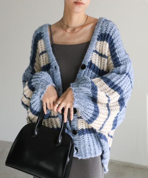セール】マルチボーダーニットカーディガン（カーディガン/ボレロ