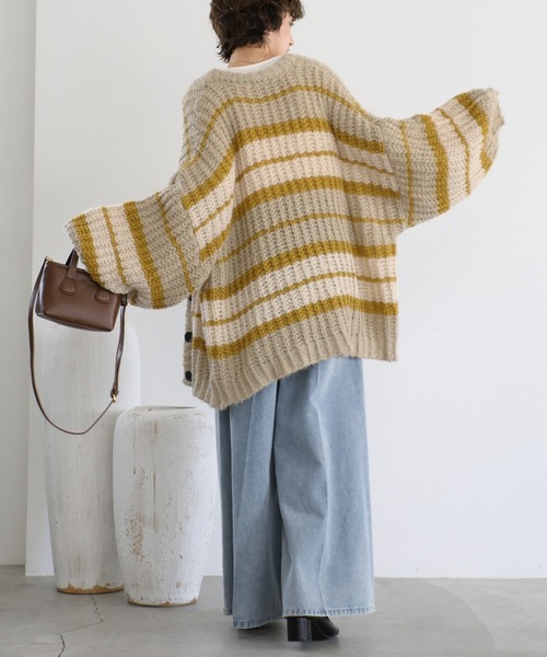 セール】マルチボーダーニットカーディガン（カーディガン/ボレロ