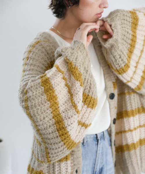 セール】マルチボーダーニットカーディガン（カーディガン/ボレロ