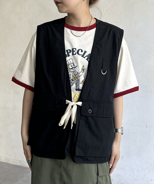 CPCM（シーピーシーエム）の「NCリボンベスト（ベスト・レディース・カーキ/ブラック・LARGE/MEDIUM）」の9枚目の写真