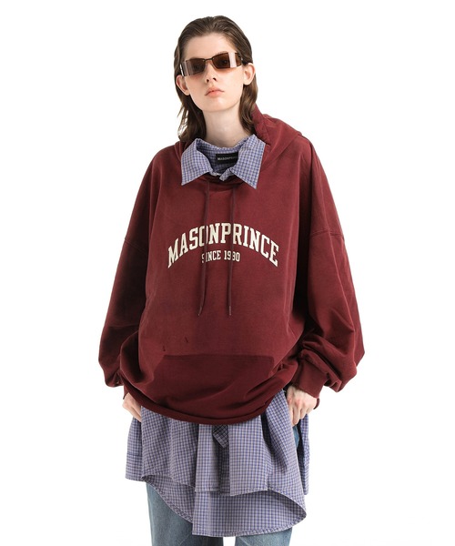 【日本未入荷】　MASONPRINCE パッカブルUVカットウインドブレーカー セール】オーバーサイズ ウォッシュ加工 カレッジ風 パーカー