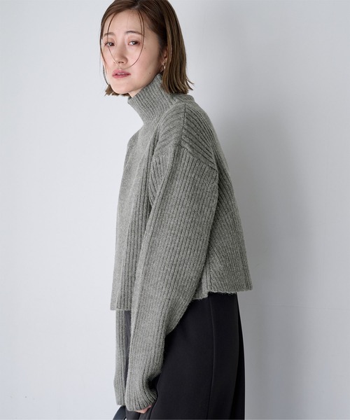 ハイネッククロップドフレアリブニット（ニット/セーター）｜ur's