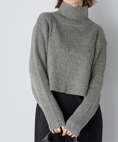 セール】ハイネッククロップドフレアリブニット（ニット/セーター