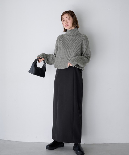 セール】ハイネッククロップドフレアリブニット（ニット/セーター