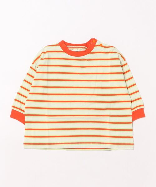 BIG FIELD（ビッグフィールド）の「ナガソデマルチボーダーロンティー（Tシャツ/カットソー・キッズ・オフホワイト/チャコール/ブラウン・100/130/120/95/90/80/110/150/140）」の4枚目の写真