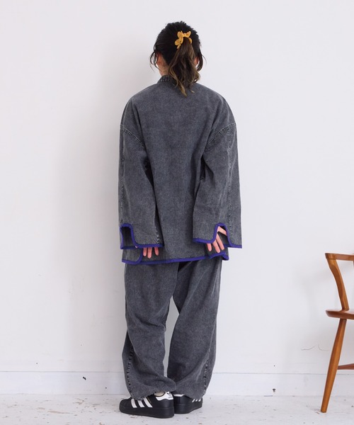 BIG FIELD（ビッグフィールド）の「デニムチャイナジャケット/おとな（デニムジャケット・レディース・ブルー/ブラック・160cm）」の12枚目の写真