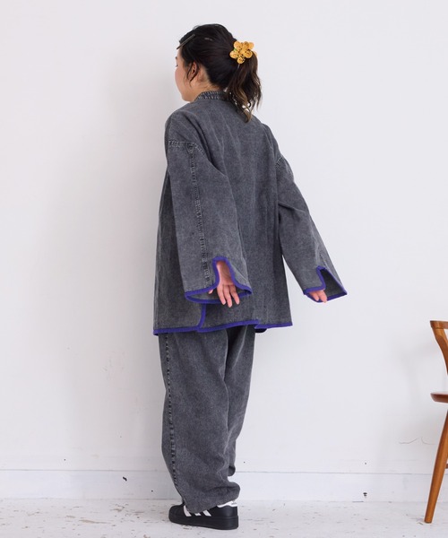 BIG FIELD（ビッグフィールド）の「デニムチャイナジャケット/おとな（デニムジャケット・レディース・ブルー/ブラック・160cm）」の13枚目の写真