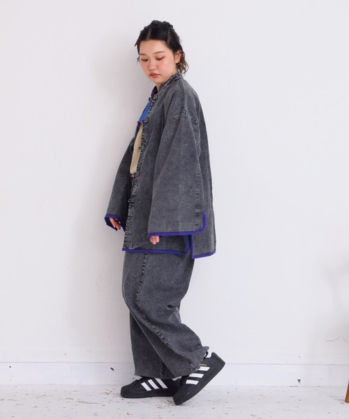 BIG FIELD（ビッグフィールド）の「デニムチャイナジャケット/おとな（デニムジャケット・レディース・ブルー/ブラック・160cm）」の15枚目の写真