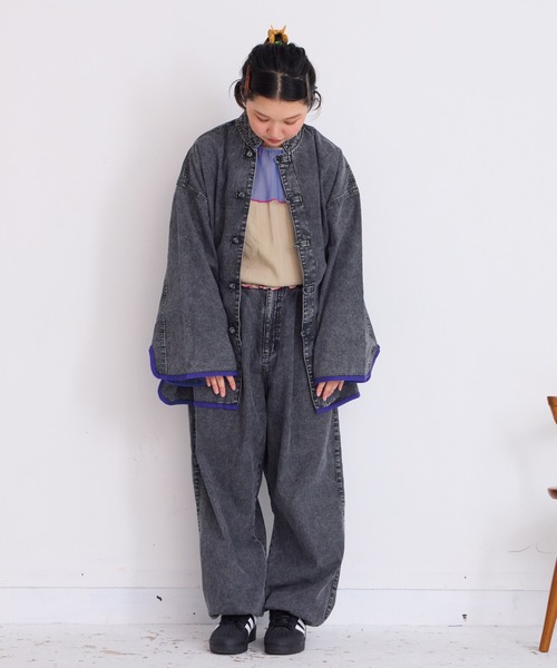 BIG FIELD（ビッグフィールド）の「デニムチャイナジャケット/おとな（デニムジャケット・レディース・ブルー/ブラック・160cm）」の11枚目の写真