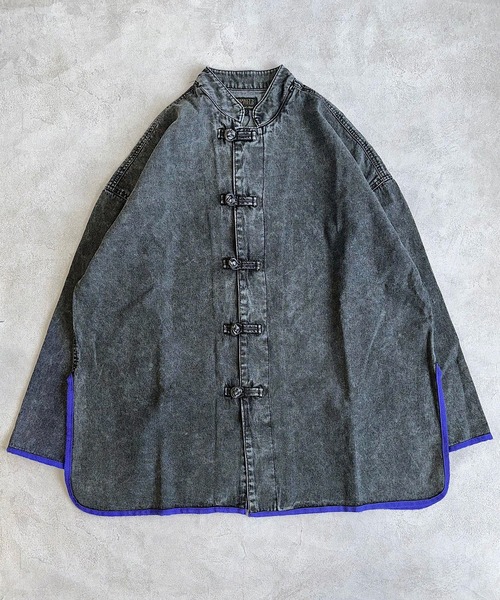 BIG FIELD（ビッグフィールド）の「デニムチャイナジャケット/おとな（デニムジャケット・レディース・ブルー/ブラック・160cm）」の3枚目の写真