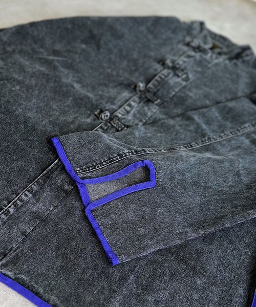 BIG FIELD（ビッグフィールド）の「デニムチャイナジャケット/おとな（デニムジャケット・レディース・ブルー/ブラック・160cm）」の6枚目の写真