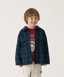 b・ROOM | ビッグシルエット長袖チェックシャツ(ジップアップ)(シャツ/ブラウス)