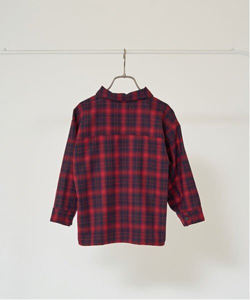 b・ROOM（ビールーム）の「ビッグシルエット長袖チェックシャツ(ジップアップ)（シャツ/ブラウス・キッズ・ブラック/レッド/グリーン・100cm/110cm/120cm/130cm/140cm/150cm）」の6枚目の写真
