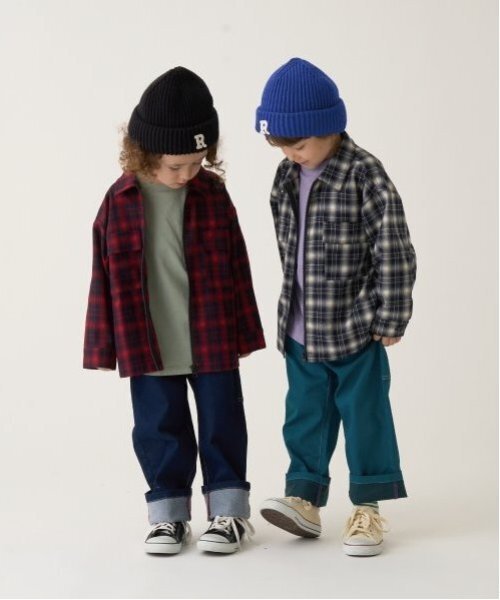 b・ROOM（ビールーム）の「ビッグシルエット長袖チェックシャツ(ジップアップ)（シャツ/ブラウス・キッズ・ブラック/レッド/グリーン・100cm/110cm/120cm/130cm/140cm/150cm）」の18枚目の写真