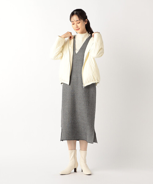 【セール】ヘリンボーン柄ニットワンピース / セットアップ対応（ワンピース）｜COMME CA ISM（コムサイズム）