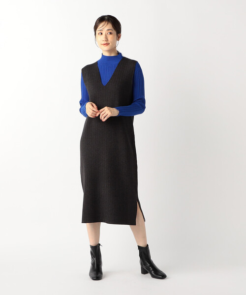 【セール】ヘリンボーン柄ニットワンピース / セットアップ対応（ワンピース）｜COMME CA ISM（コムサイズム）