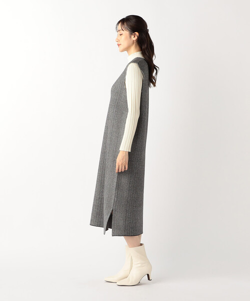 【セール】ヘリンボーン柄ニットワンピース / セットアップ対応（ワンピース）｜COMME CA ISM（コムサイズム）