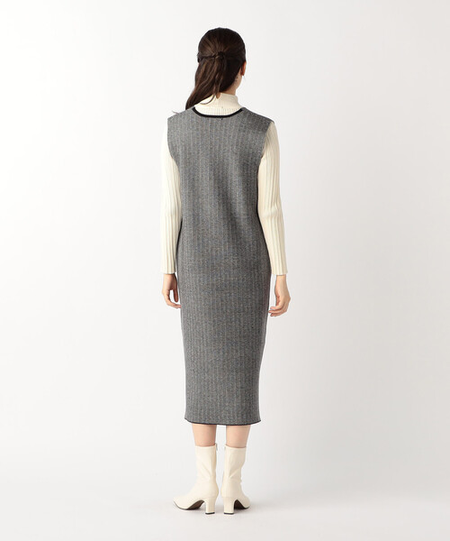 【セール】ヘリンボーン柄ニットワンピース / セットアップ対応（ワンピース）｜COMME CA ISM（コムサイズム）